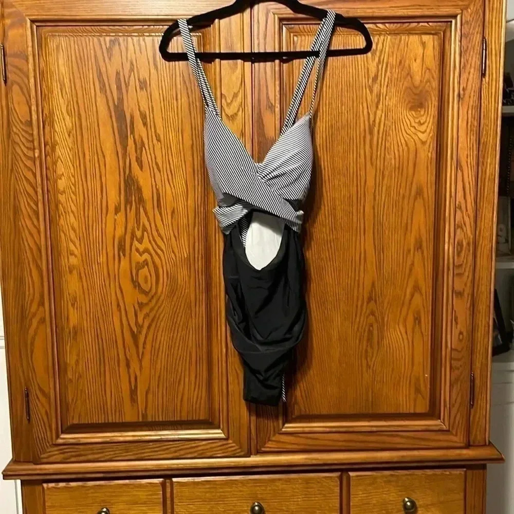 Eomenie 1 Piece Tummy Control Cutout High Waisted Bathing Suit Wrap Tie Back